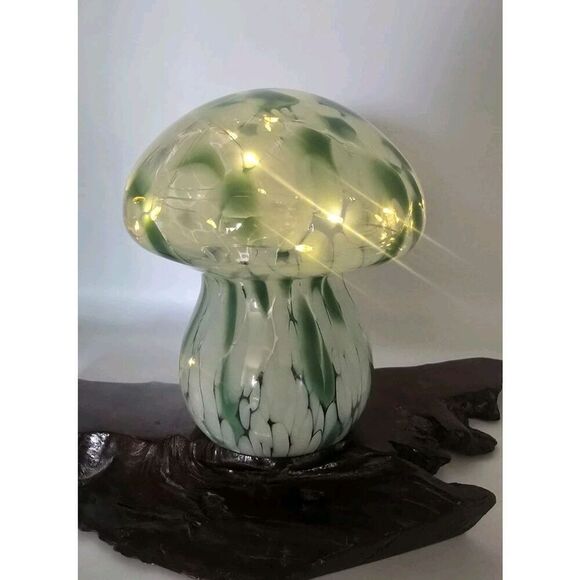 Glass Mushroom LED Light Home Decor. Fairy Lamp Green - Picture 13 of 13